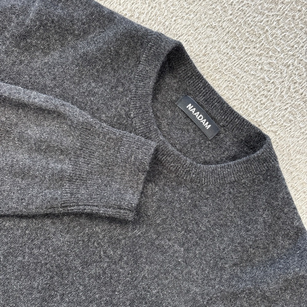 NAADAM Sweater Mens M Charcoal Gray 100% Cashmere Crew Neck Minimalist‎ Luxury